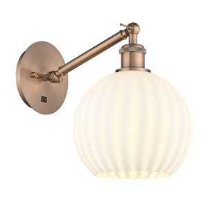 White Venetian - 1 Light Arm Adjusts Up and Down Wall Sconce In Modern Style-10 Inches Tall and 8 Inches Wide - 1 of 1
