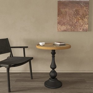 TiramisuBest Vintage Metal Round Coffee Table End Table Frost Black Accent Table Small Space Sofa Side Indoor Outdoor 15.7" Easy Assembly - 1 of 4