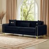 87.4'' Plush Fabric 3-Seater Sofa with High-Resilience Foam, Pocket Springs, Metal Legs, Plush Upholstery, and Modern Design - 3 of 4