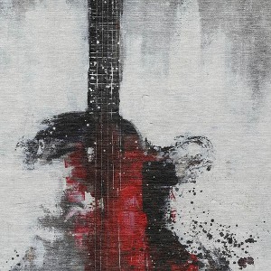 Gray Charcoal And Red Abstract Washable Indoor Outdoor Area Rug - 1 of 4