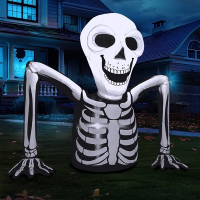 Joyfy 5.5 FT Halloween Inflatables Outdoor Decorations, Inflatable Skeleton Ground Breaker with LEDs for Halloween Party Yard Garden Lawn Decorations