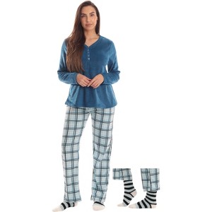 Just Love Womens Ultra-Soft Pajama Pant Set with Matching Socks - 3 Piece Micro Fleece PJ Set - 1 of 3