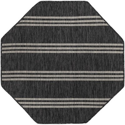 Charcoal Gray Octagon Outdoor Area Rug