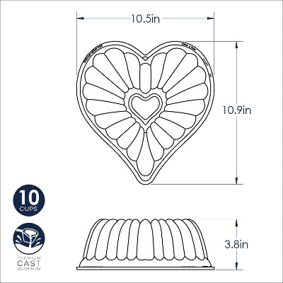 Elegant Heart Shaped Non-stick Aluminum Bundt Pan
