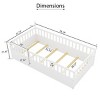 Toddler Bed with Safety Fence and Door, Wooden Floor Bed Frame for Kids’ Sleep, Play, and Reading Space – The Pop Home - 4 of 4