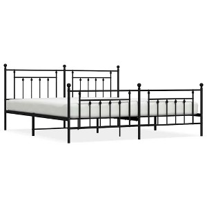 vidaXL 12" Black King Size Metal Bed Frame with Headboard & Footboard No Mattress - 1 of 4