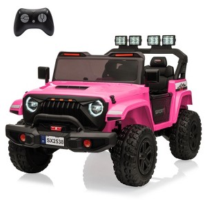 24V Ride On Car, 4WD 2 Seater Kids' Electric Vehicle Truck with Remote Control, Adjustable Footwell Ride On Truck, 3 Speeds, Led Lights, Bluetooth - 1 of 4