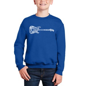 LA Pop Art Rock Guitar - Boy's Word Art Crewneck Sweatshirt - 1 of 3