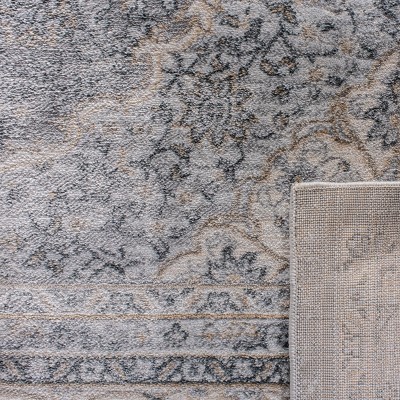 Isabella Gray and Cream Round Synthetic Area Rug