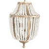 Storied Home Metal and Draped Wood Bead Chandelier Distressed White: Ceiling Light, ETL & UL Listed - image 2 of 4