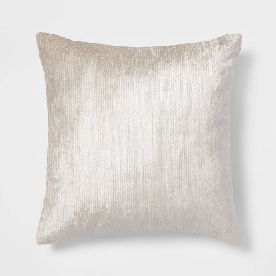 Oversized Velvet Rib Textured Square Throw Pillow Neutral - Threshold™
