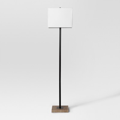 black wood floor lamp