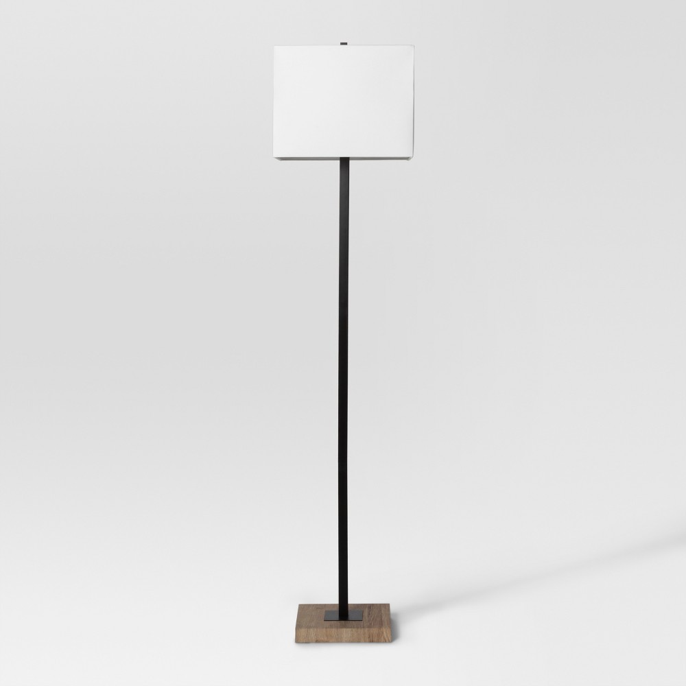 Square Base Floor Lamp - Wood/Black - Project 62