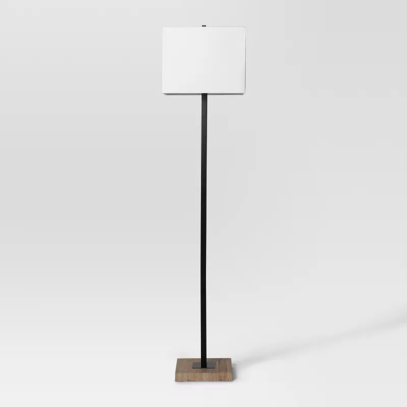 Modern Wood Square Floor Lamp Black, Wood Floor Lamp Base