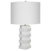 Uttermost Ascent White Geometric Table Lamp – 23"H Faux Thassos Marble with Brushed Nickel Accents & Linen Shade - 4 of 4