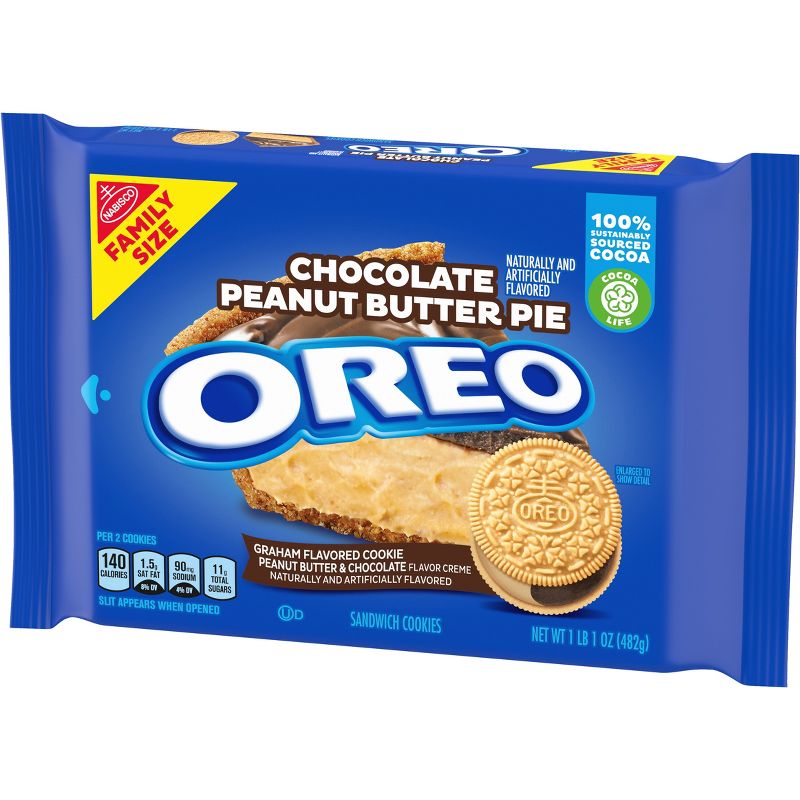 OREO Chocolate Peanut Butter Pie Sandwich Cookies Family Size - 17oz, 5 of 16
