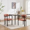 Lirago 20" Wide Modern Mid Century Orange Upholstered Dining Chairs with Black Metal Legs(Set of 2) - 2 of 4