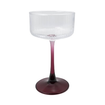8.2 fl oz Ribbed Coupe Glasses Maroon - Bullseye's Playground™