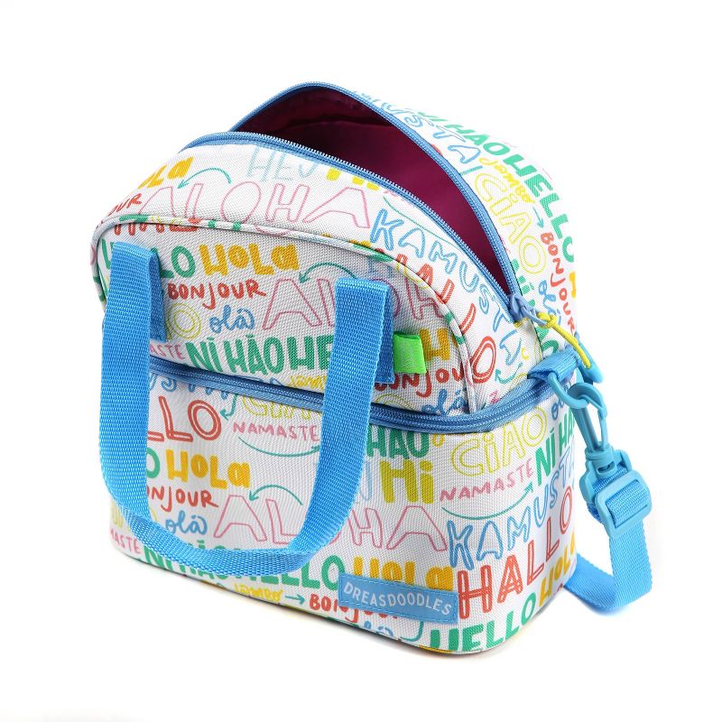 DREASDOODLES by Andrea Campos Lola Dual Compartment Lunch Bag - Hello Friends, 5 of 10
