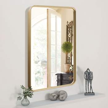 Neutypechic Metal Frame Rectangle Wall Mounted Mirror Decorative Wall Mirror - 32"x22", Gold