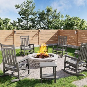 coucheta Poly Lumber Rocking Chair Outdoor Set of 4 with 2 Side Table, HDPE High Back Porch Rocker Chairs - All Weather Resistant Furniture for Patio - 1 of 4