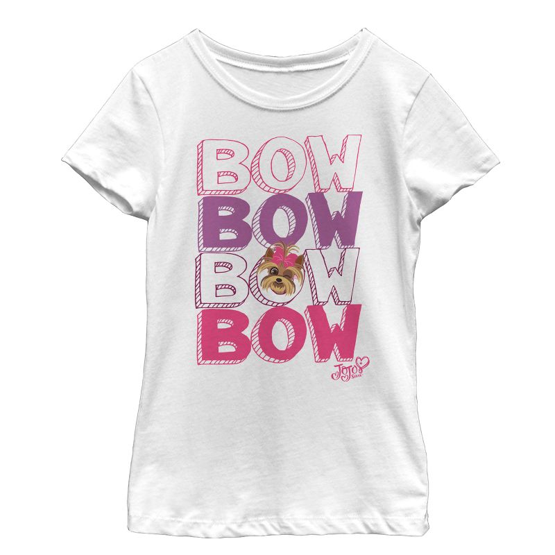 Girl's Jojo Siwa BowBow Dog Cartoon T-Shirt, 1 of 5