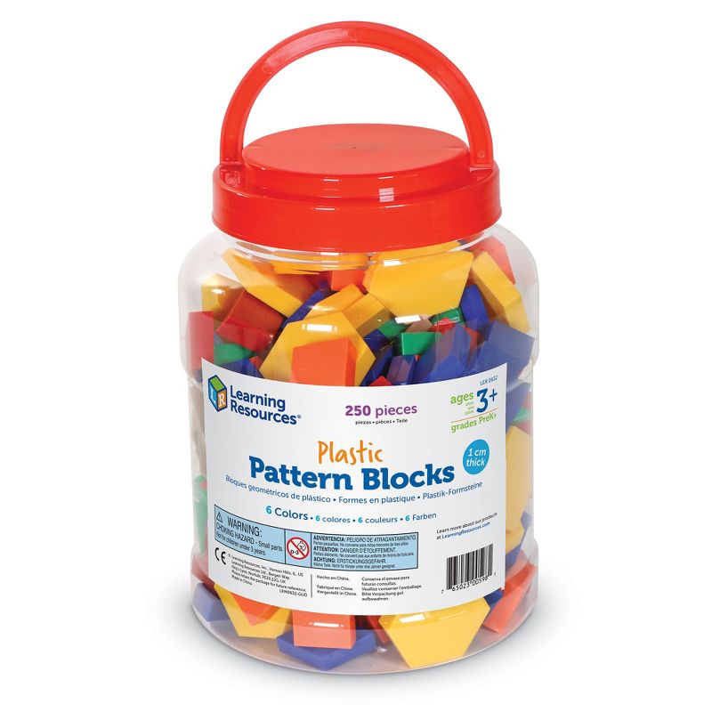 Learning Resources Plastic Pattern Blocks - Set of 250, Ages 3+, 2 of 5