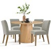 5-Piece Dining Table Set for 4, 46" Manufactured Oak Grain and 18.5" Wide 4 Genuine Linen Dining Chairs-Maison Boucle - image 2 of 4