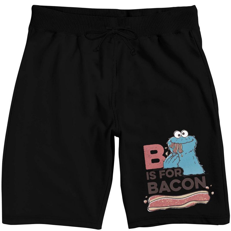 Sesame Street B Is For Bacon Men's Black Sleep Pajama Shorts, 1 of 4