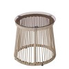 Side Table Outdoor with Handcrafted Rope Frame, Drum-Shaped Patio Table with Tempered Glass Top-Maison Boucle - 2 of 4