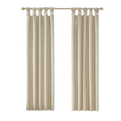 Champagne Faux Silk Blackout Tab Top Curtain Panel