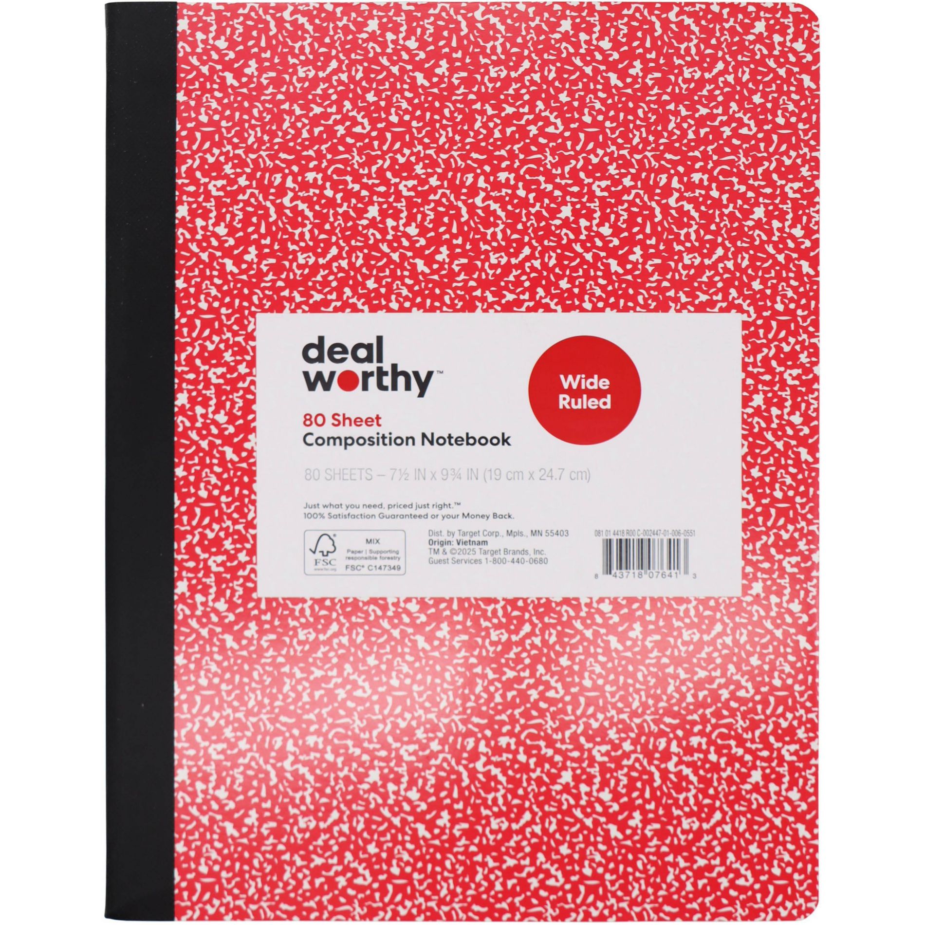 Composition Book Wide Ruled Red - Dealworthy™