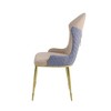 Lavender & Tan Fabric Side Chair with Stationary Seat and Durable Gold Finish Legs (Set of 2) - 3 of 4