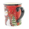 Tabletop Christmas Lodge Snowman Mug. Pine Trees Birds Beverage Certified International  -  Drinkware - 3 of 3