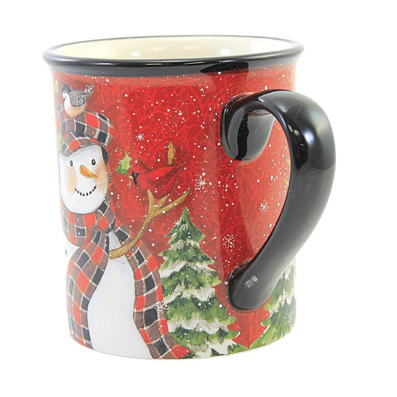 Tabletop Christmas Lodge Snowman Mug. Pine Trees Birds Beverage Certified International  -  Drinkware, 3 of 4