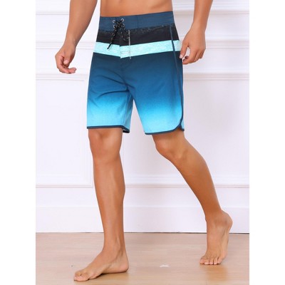 INSPIRE CHIC Men's Summer Drawstring Elastic Waist Color Block Long Board Shorts 38 Dark Blue — фото 2