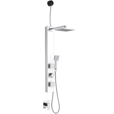 BWE 2-Shower Tower Shower Panel System with Adjustable Rain Shower Head and Handheld Shower Rod