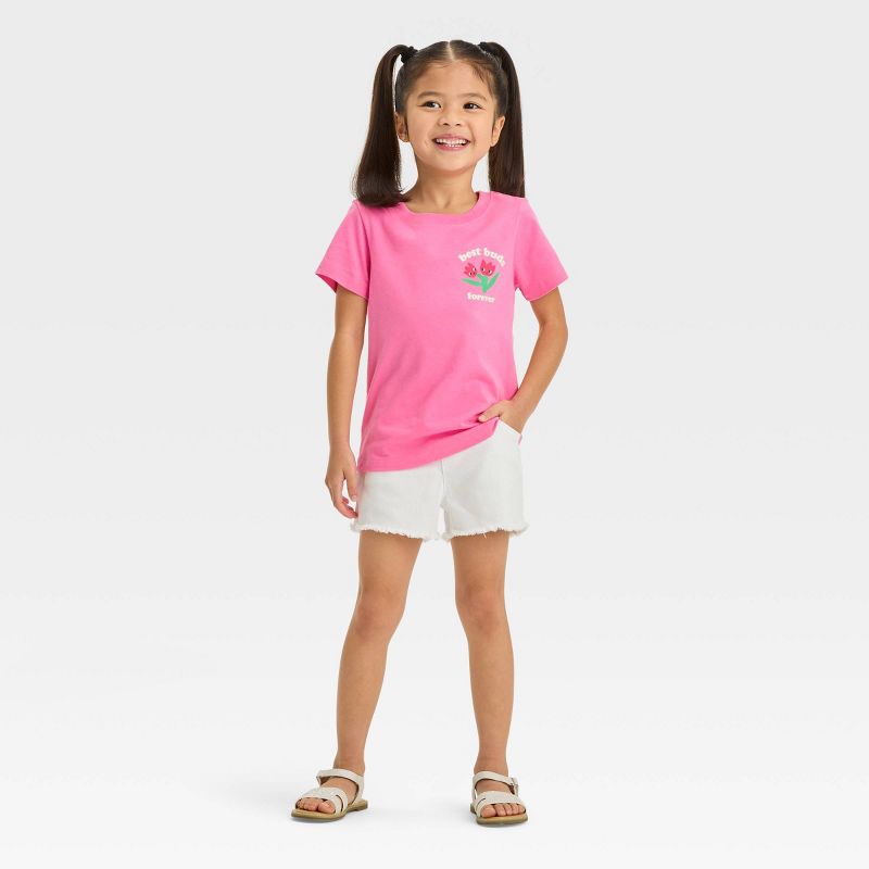 Toddler Girls' 'Best Buds' Short Sleeve T-Shirt - Cat & Jack™ Pink, 4 of 7