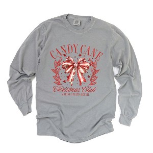Simply Sage Market Women's Coquette Candy Cane Long Sleeve Garment Dyed Tee - 1 of 3
