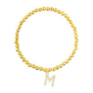 Adornia 14k Gold Plated Stretch Bead Bracelet with Pearl Letter - 1 of 3