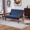 VYNXARIA Mid-Century Modern Solid Loveseat Sofa Upholstered Linen Loveseat, 2-Seat Upholstered Loveseat Sofa Modern Couch£¬Navy - 2 of 4
