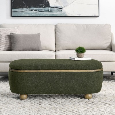 PAGED 51.5 Inch Upholstered Ottoman with Storage Space, Modern Linen Fabric Bench for Living Room, Bedroom, Entryway, Load 250 lb