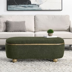 PAGED 51.5 Inch Upholstered Ottoman with Storage Space, Modern Linen Fabric Bench for Living Room, Bedroom, Entryway, Load 250 lb - 1 of 4