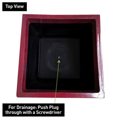 Colony Square 16" Oxblood Resin & Ceramic Outdoor Planter