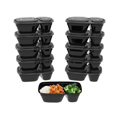 2-Compartment Portion Control Meal Prep Containers, 10 Pc Set with Leak Proof Lids- FDA Approved, BPA Free, Microwave/Freezer Safe by Hastings Home