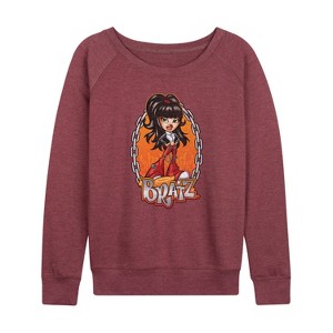 Women's - Bratz - Chains and Flames with Jade Lightweight French Terry Wide Neck Long Sleeve Shirt - 1 of 4