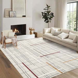 Modern Machine Washable Large Area Rug for Bedroom Minimalist Geometric Carpet Stain Resistant Non Slip Carpet - 1 of 4