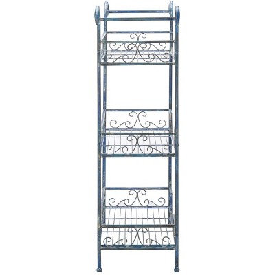 Antique Blue Victorian Inspired 3-Tier Iron Shelf