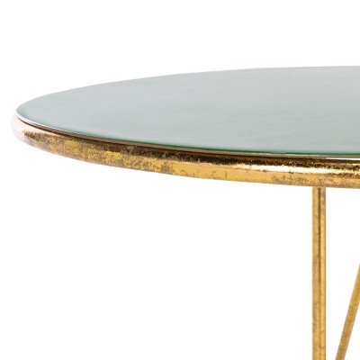 Hunter Green and Gold Metal Round C Table