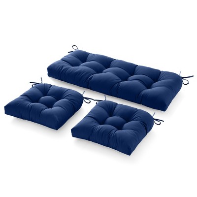 ARTPLAN 3 Pieces Outdoor Chair Cushions Clearance with Ties,44x19x5 Inches,1 Love seat &2 U-Shape Tufted Patio Bench Cushions for Outdoor Furniture